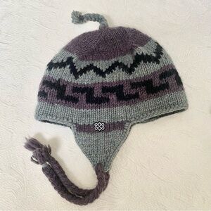 Sherpa Unisex hand knitted 100% Wool hat with ear flaps, lined.Made in Nepal